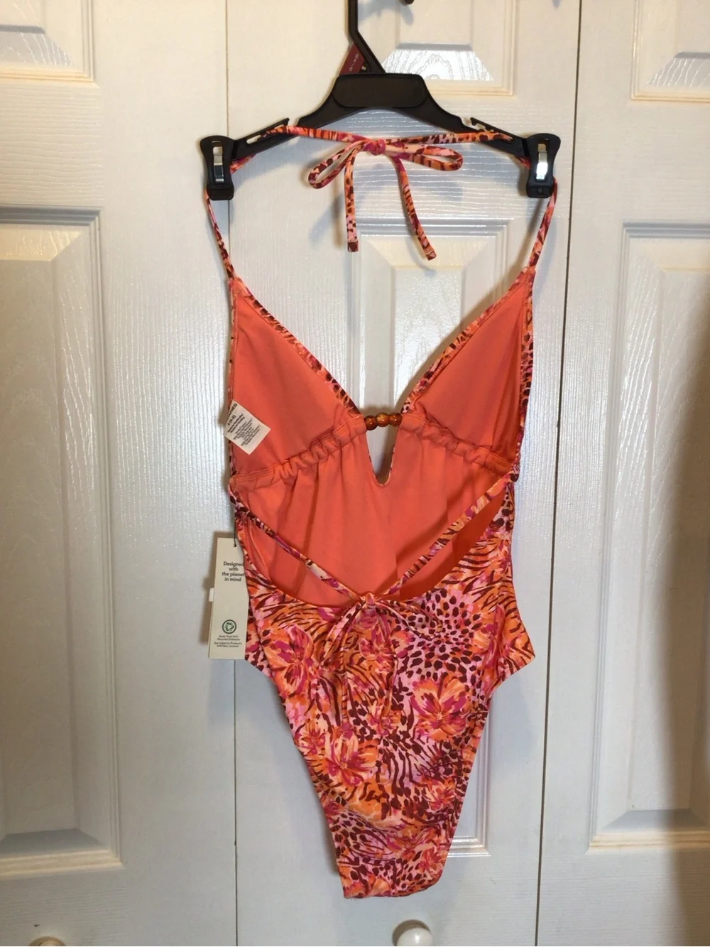 No Boundaries Floral Animal Print Beaded Cutout One Piece Swimsuit Size S 4-6